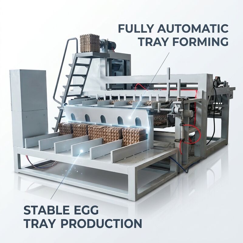 5*8Molds 5000pcs/h Paper Egg Tray Production Line Machine With Complete Pulping Forming Drying And Automatic Stacking Systems For Paper Egg Tray Egg Carton Shoe Tray Seedling Tray Making