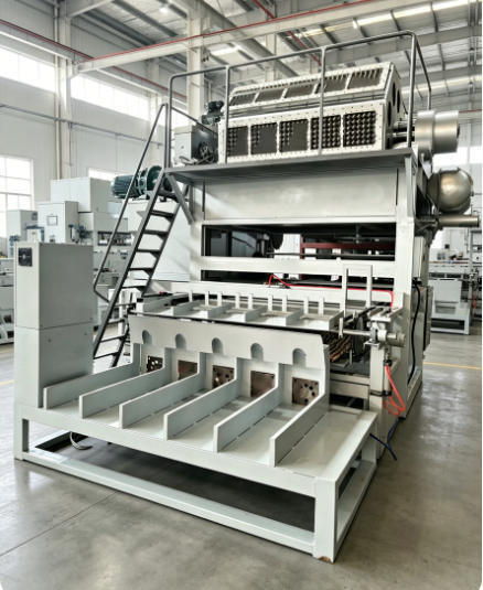 Rotary 5000pcs/h Paper Egg Tray Production Line Machine Met Complete Pulping Forming Drogen En Automatic Stacking Systems Voor Paper Egg Tray Egg Carton Apple Trays maken met 5*8 Forming Molds