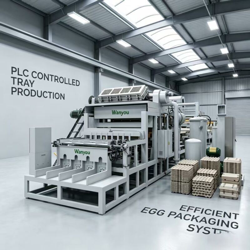 5*8 Vormen 5000pcs/h Productielijn voor papier eierenbak Machine met complete pulpvorming drogen en automatische stapelsystemen voor papier eierenbak Eieren karton schoenenbak zaadbak maken